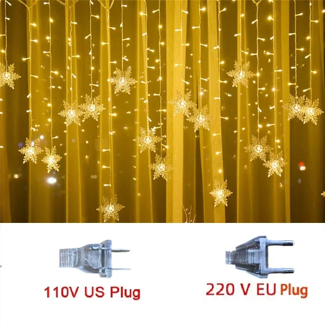 Snowflake LED Curtain Lights (3.2M)
