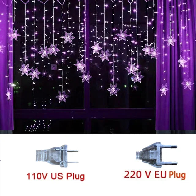 Snowflake LED Curtain Lights (3.2M)